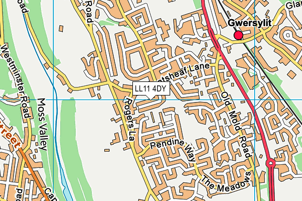 LL11 4DY map - OS VectorMap District (Ordnance Survey)