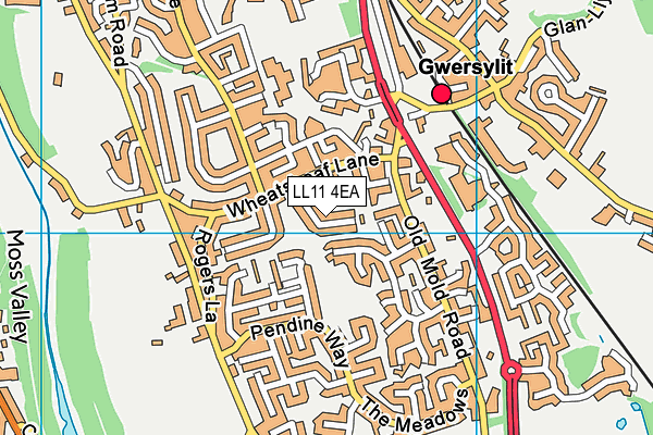 LL11 4EA map - OS VectorMap District (Ordnance Survey)