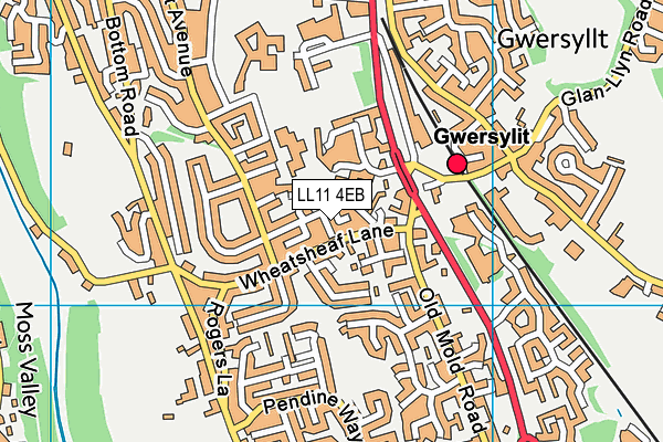 LL11 4EB map - OS VectorMap District (Ordnance Survey)
