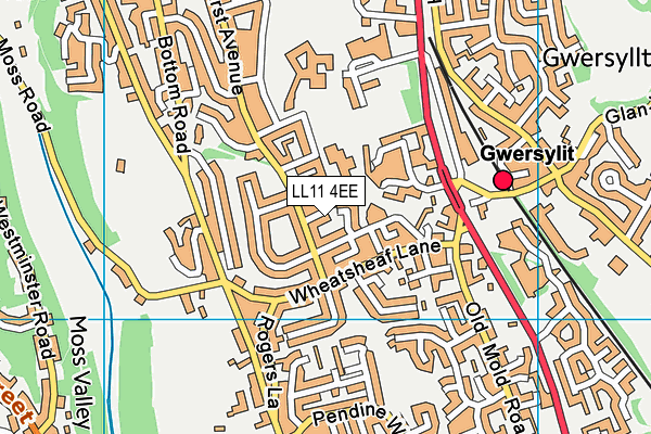 LL11 4EE map - OS VectorMap District (Ordnance Survey)