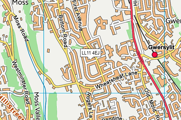 LL11 4EJ map - OS VectorMap District (Ordnance Survey)
