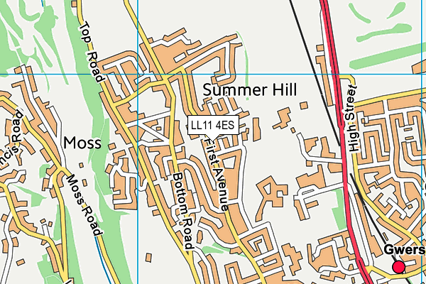 LL11 4ES map - OS VectorMap District (Ordnance Survey)
