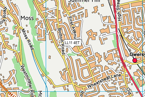 LL11 4ET map - OS VectorMap District (Ordnance Survey)