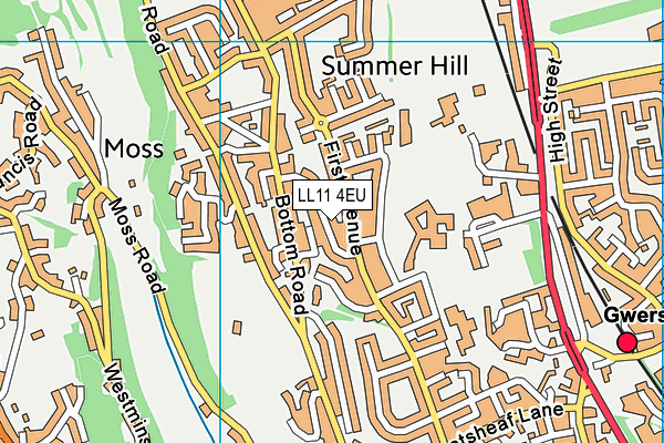 LL11 4EU map - OS VectorMap District (Ordnance Survey)