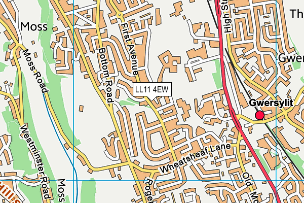 LL11 4EW map - OS VectorMap District (Ordnance Survey)