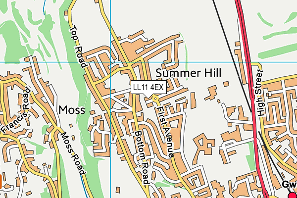 LL11 4EX map - OS VectorMap District (Ordnance Survey)