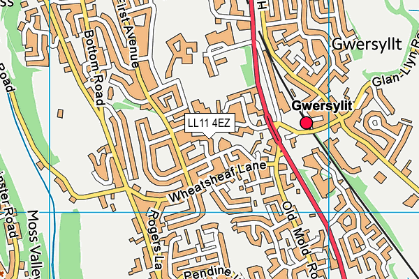LL11 4EZ map - OS VectorMap District (Ordnance Survey)