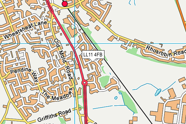 LL11 4FB map - OS VectorMap District (Ordnance Survey)