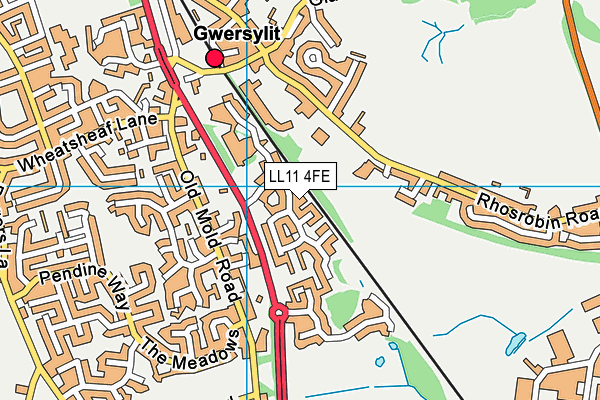 LL11 4FE map - OS VectorMap District (Ordnance Survey)