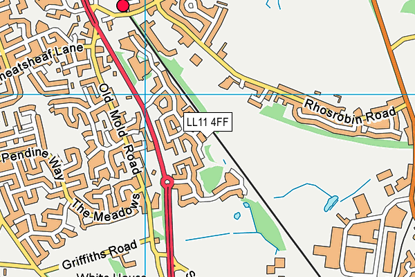 LL11 4FF map - OS VectorMap District (Ordnance Survey)