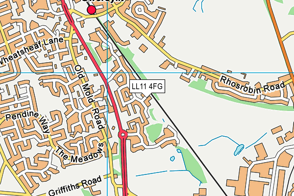 LL11 4FG map - OS VectorMap District (Ordnance Survey)