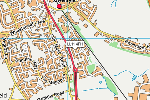 LL11 4FH map - OS VectorMap District (Ordnance Survey)
