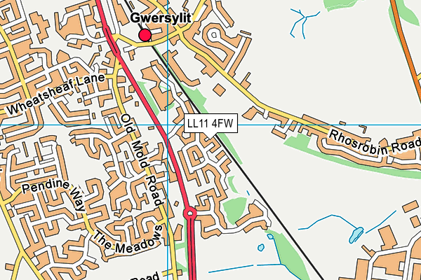 LL11 4FW map - OS VectorMap District (Ordnance Survey)