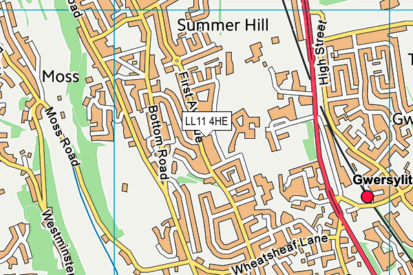 LL11 4HE map - OS VectorMap District (Ordnance Survey)