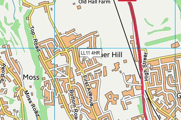 LL11 4HR map - OS VectorMap District (Ordnance Survey)