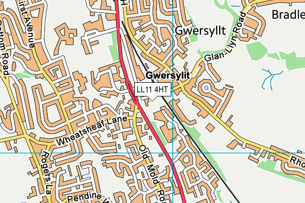 LL11 4HT map - OS VectorMap District (Ordnance Survey)