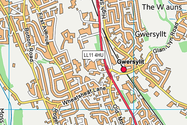 LL11 4HU map - OS VectorMap District (Ordnance Survey)