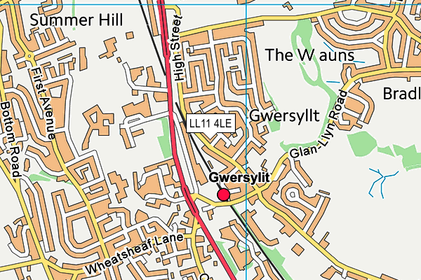 LL11 4LE map - OS VectorMap District (Ordnance Survey)