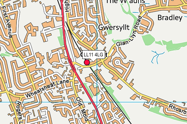 LL11 4LG map - OS VectorMap District (Ordnance Survey)
