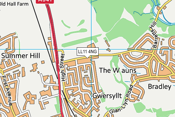 Ysgol Bro Alun map (LL11 4NG) - OS VectorMap District (Ordnance Survey)