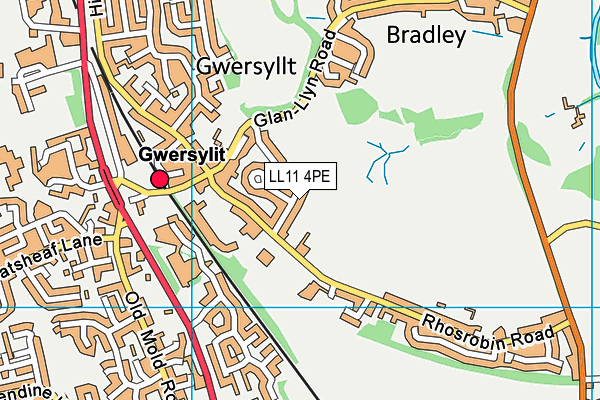 LL11 4PE map - OS VectorMap District (Ordnance Survey)