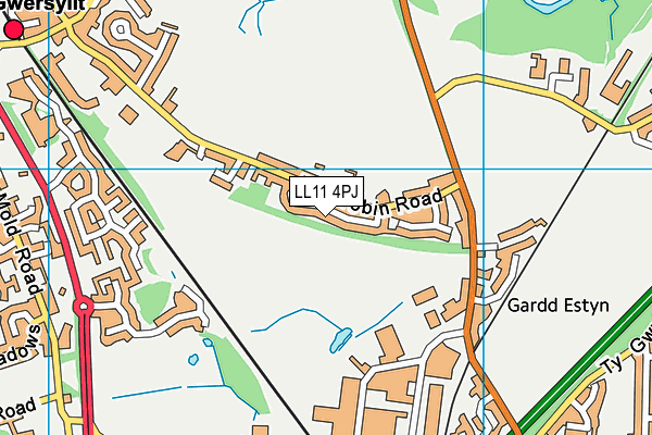 LL11 4PJ map - OS VectorMap District (Ordnance Survey)