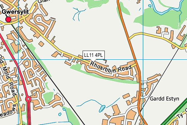 LL11 4PL map - OS VectorMap District (Ordnance Survey)