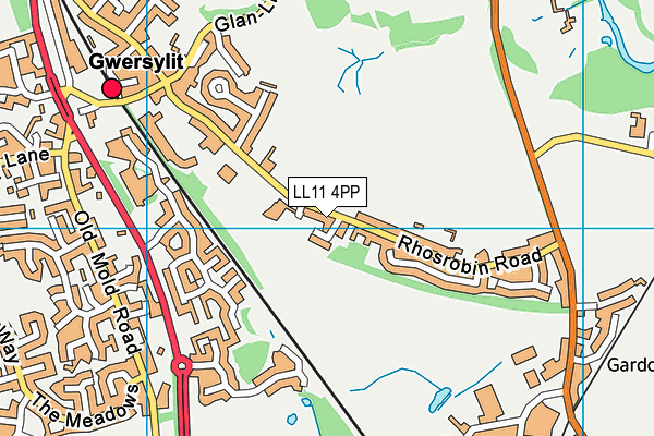 LL11 4PP map - OS VectorMap District (Ordnance Survey)