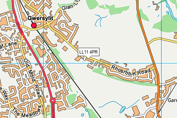 LL11 4PR map - OS VectorMap District (Ordnance Survey)