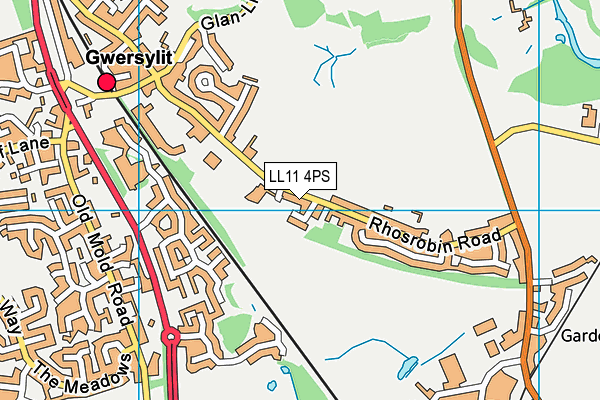LL11 4PS map - OS VectorMap District (Ordnance Survey)