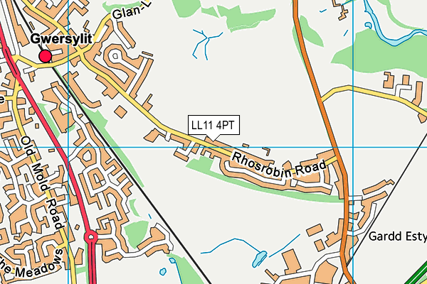 LL11 4PT map - OS VectorMap District (Ordnance Survey)