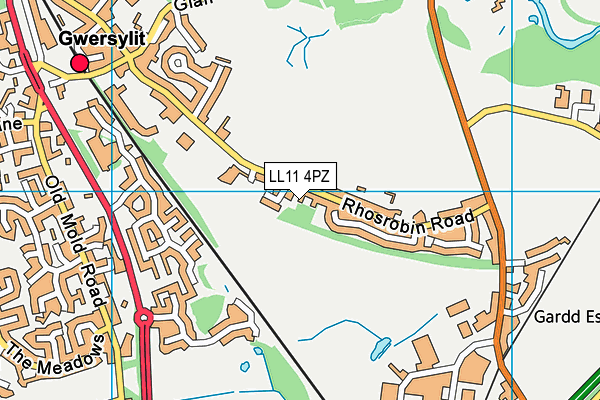 LL11 4PZ map - OS VectorMap District (Ordnance Survey)