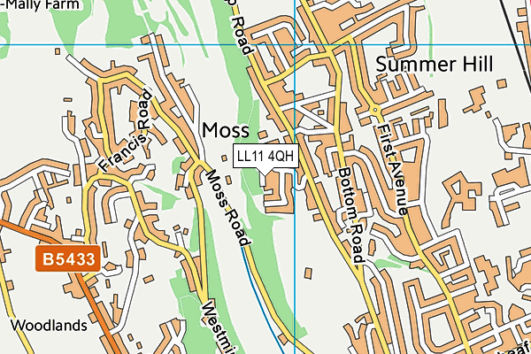 LL11 4QH map - OS VectorMap District (Ordnance Survey)