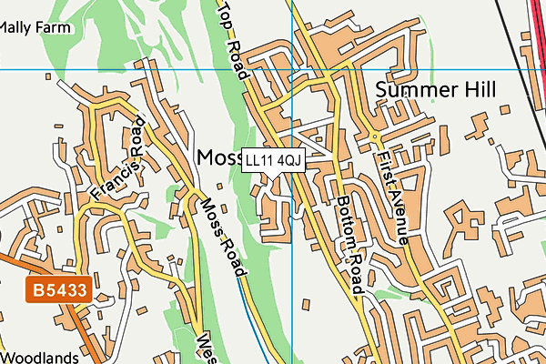 LL11 4QJ map - OS VectorMap District (Ordnance Survey)