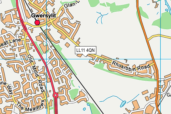 LL11 4QN map - OS VectorMap District (Ordnance Survey)