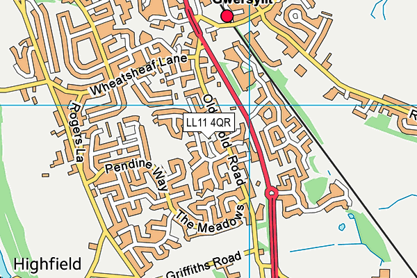 LL11 4QR map - OS VectorMap District (Ordnance Survey)