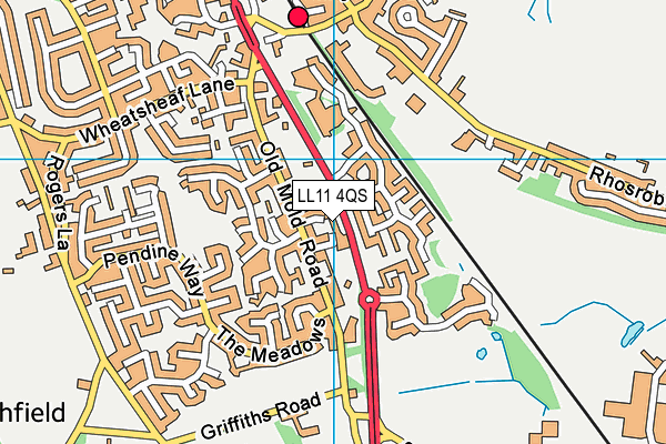 LL11 4QS map - OS VectorMap District (Ordnance Survey)