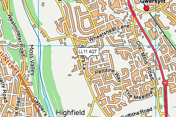 LL11 4QT map - OS VectorMap District (Ordnance Survey)