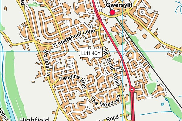 LL11 4QY map - OS VectorMap District (Ordnance Survey)