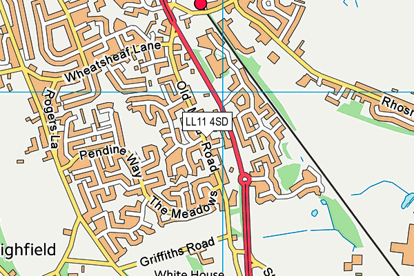 LL11 4SD map - OS VectorMap District (Ordnance Survey)