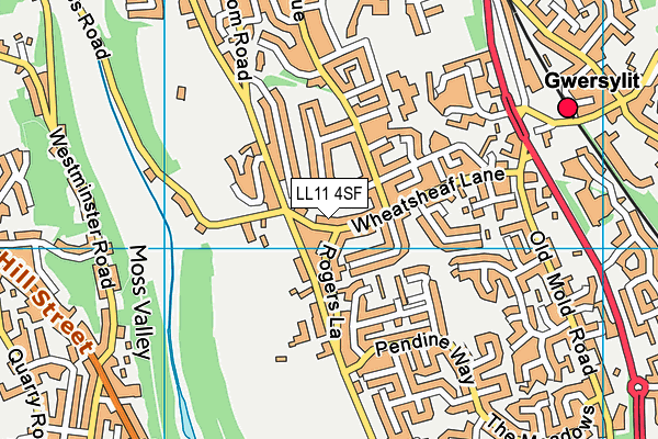 LL11 4SF map - OS VectorMap District (Ordnance Survey)