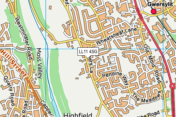 LL11 4SG map - OS VectorMap District (Ordnance Survey)