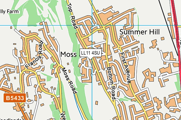 LL11 4SU map - OS VectorMap District (Ordnance Survey)