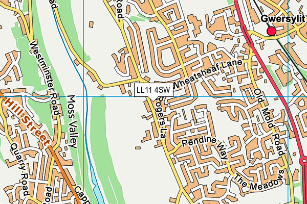 LL11 4SW map - OS VectorMap District (Ordnance Survey)