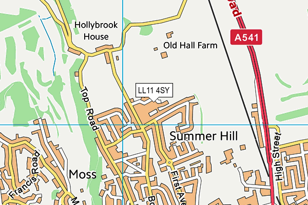 LL11 4SY map - OS VectorMap District (Ordnance Survey)