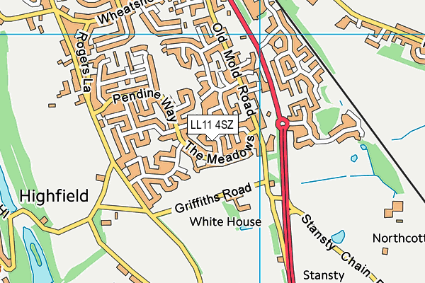 LL11 4SZ map - OS VectorMap District (Ordnance Survey)