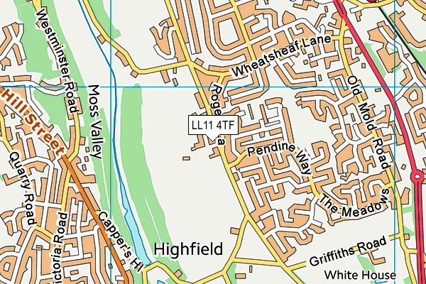 LL11 4TF map - OS VectorMap District (Ordnance Survey)