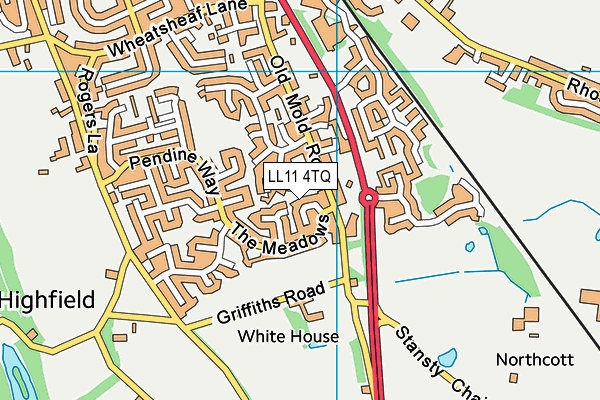 LL11 4TQ map - OS VectorMap District (Ordnance Survey)