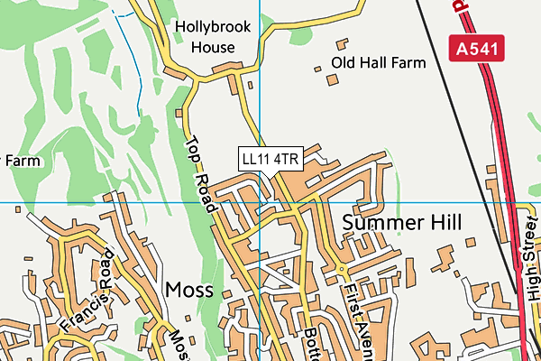LL11 4TR map - OS VectorMap District (Ordnance Survey)