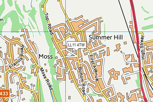 LL11 4TW map - OS VectorMap District (Ordnance Survey)